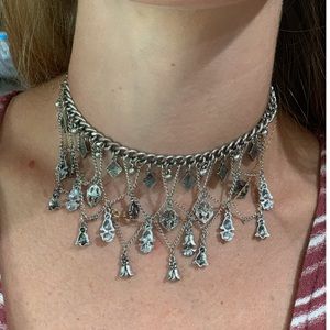 Silver and rhinestone chain necklace